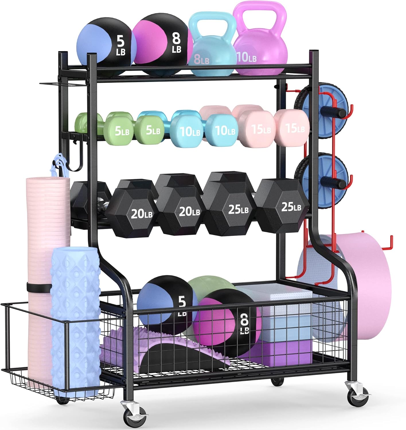 Home Gym Rack - Home Gym Dumbbell Rack with Wheels,