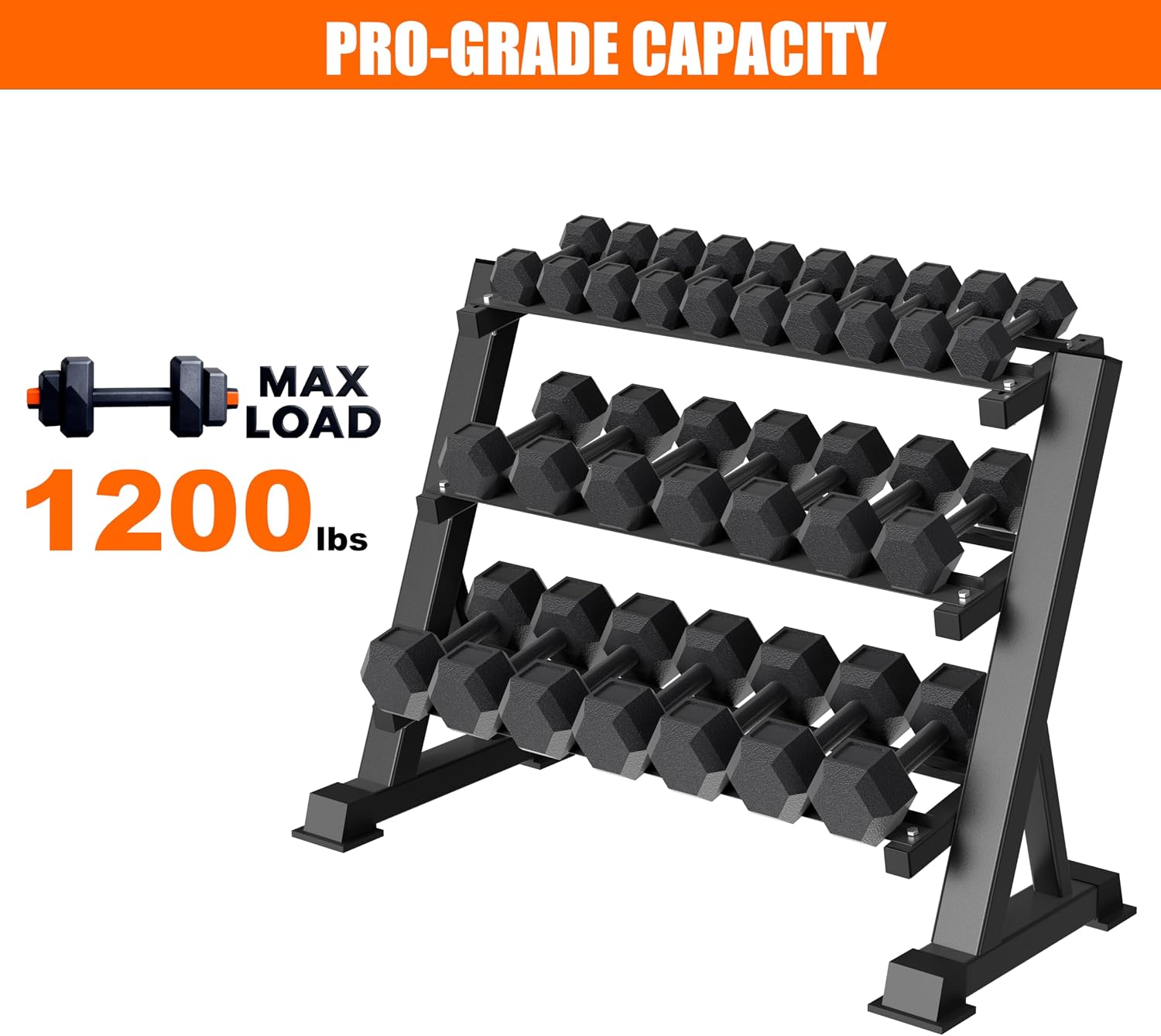 Heavy Duty Three Tier Dumbbell - Home Gym Rack review and price